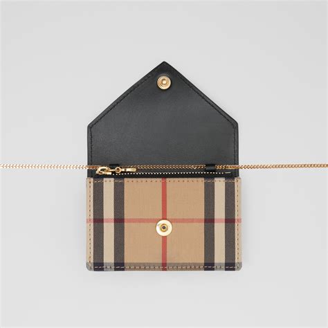 black vintage check leather card case burberry|Burberry Limited.